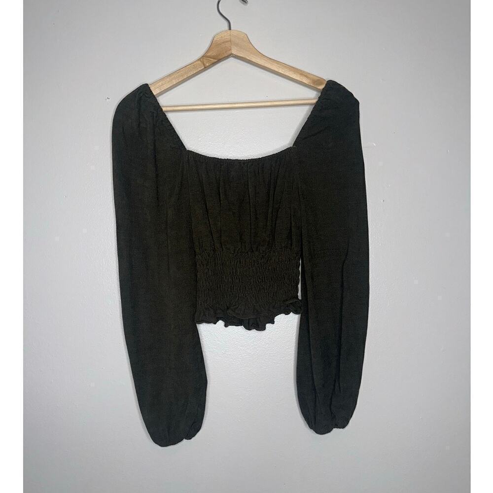 Line & Dot x Revolve Carmen Sinched Waist Blouse/Top Dark Green Size Small - Picture 6 of 6